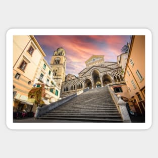 The Amalfi Cathedral bell tower in Amalfi, Italy Sticker